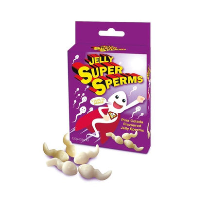 Pina colada Jelly Sperms 12 Units box with playful sperm-shaped gummy candies in creamy pina colada flavor.