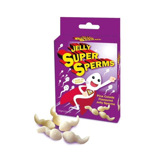 Pina colada Jelly Sperms 12 Units box with playful sperm-shaped gummy candies in creamy pina colada flavor.