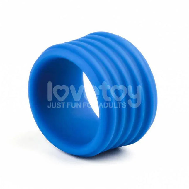 Pinnacle Pro deep Rib Grip Penis Ring, premium silicone ring with ribbed design for comfort and lasting hold, blue color.