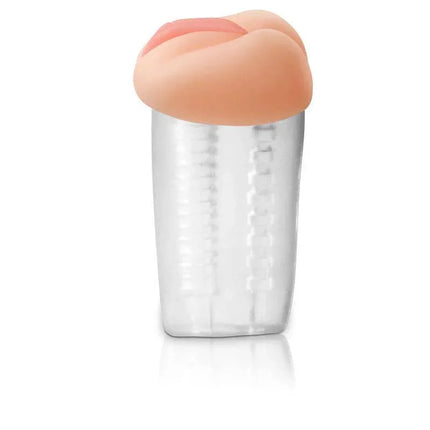 Pipedream Extreme Deluxe See-Thru Stroker with ultra-clear sleeve for voyeur-friendly pleasure.