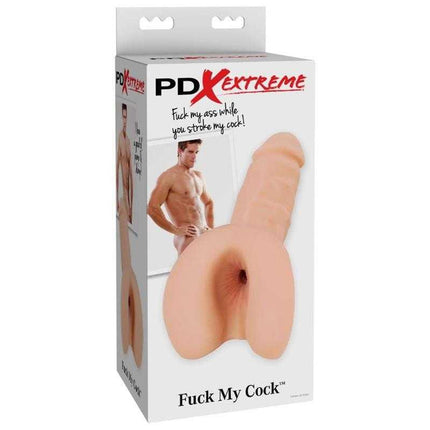 Box packaging of Pipedream Extreme Handheld Masturbator for Men featuring realistic design.