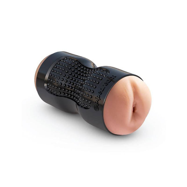 Pipedream Extreme Toyz Tight Grip Pussy & Ass Masturbator Black with dual-density design and non-slip grip for realistic sensation.