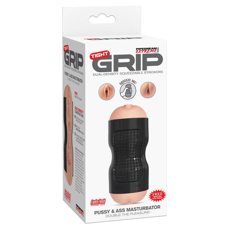 Pipedream Extreme Toyz Tight Grip Pussy & Ass Masturbator Black - secretsextoys.store