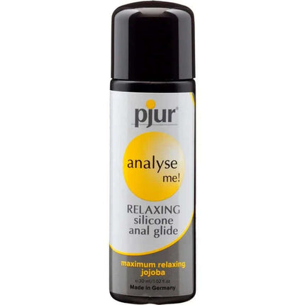 Pjur Analyse Me! Glide 30 ml silicone lubricant bottle with jojoba, designed for comfortable, long-lasting anal intercourse.
