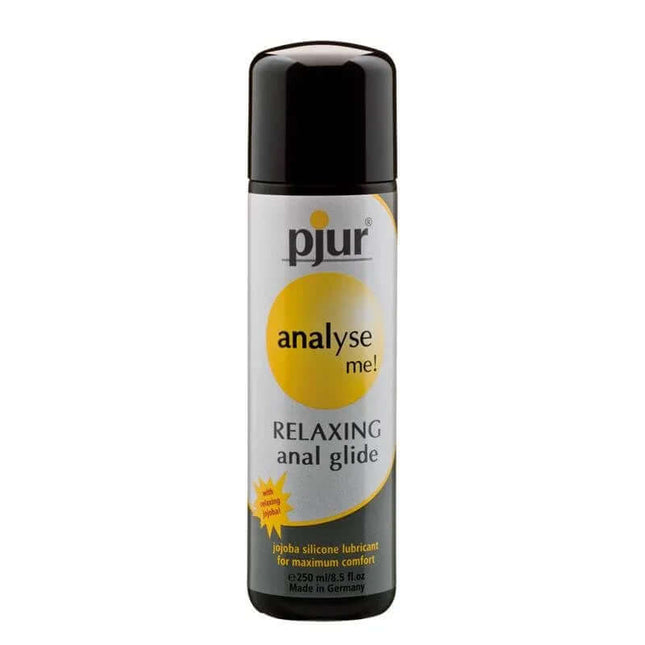 Pjur Analyse Me! Anal Glide 250 ml silicone lubricant bottle for relaxing anal intercourse with jojoba.