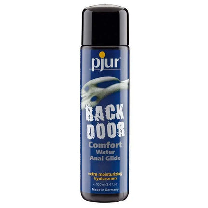 Pjur Backdoor Anal Comfort Glide 100 ml bottle with water-based lubricant for long-lasting anal play and easy cleanup.