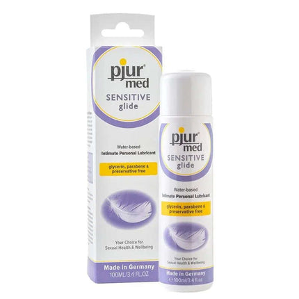 Pjur Med Sensitive Glide 100ml water-based lubricant, gentle formula without glycerin, parabens, or preservatives for sensitive skin