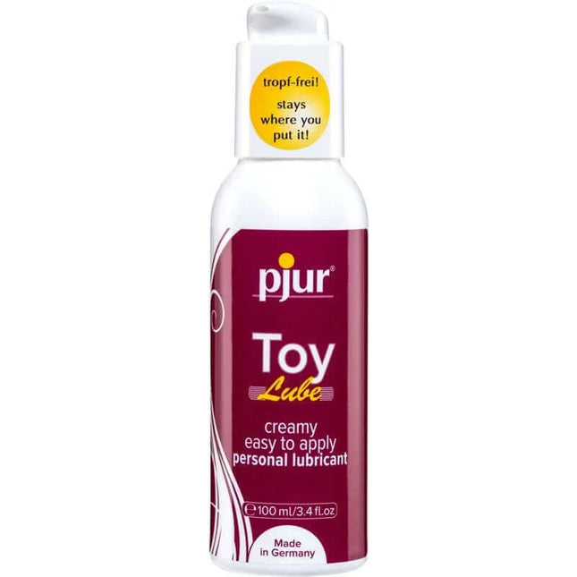 Pjur No Drop Lubricant 100 ml bottle with drip-free cream formula, ideal for erotic toys and latex condoms.