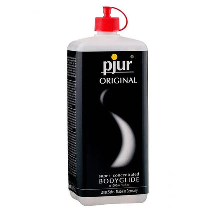 Pjur Original 1000 ml silicone-based lubricant and massage fluid in a black bottle with red cap
