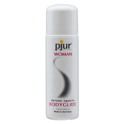 Bottle of Pjur Woman 30 ml lubricant and massage fluid for sensitive skin care