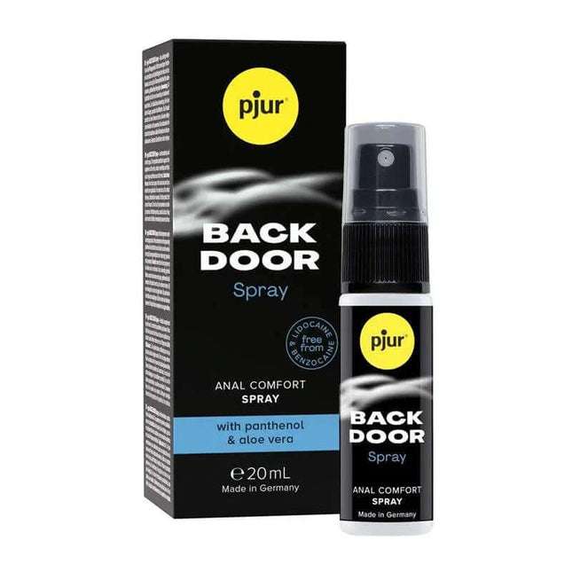 Spray Anal Comfort Backdoor 20 ml with panthenol and aloe vera, bottle and packaging