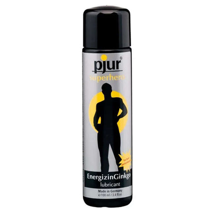 Pjur Superhero Glide 100 ml water-based lubricant bottle with Ginkgo biloba extract for enhanced pleasure and performance