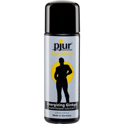 Pjur Superhero Glide 30 ml bottle, water-based lubricant with Ginkgo for enhanced performance and energy.