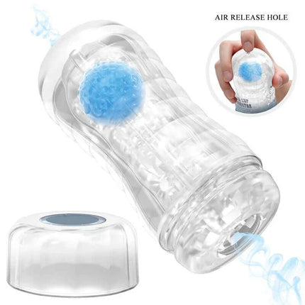 Planet Ball-Rolling Masturbator Cup Blue with ultra-realistic entry and rolling ball mechanism for intense pleasure