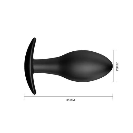 Plug Anal Ancla Negro, black silicone anal plug, 8.5 cm length, 3.1 cm diameter, skin-safe material for beginner and experienced users