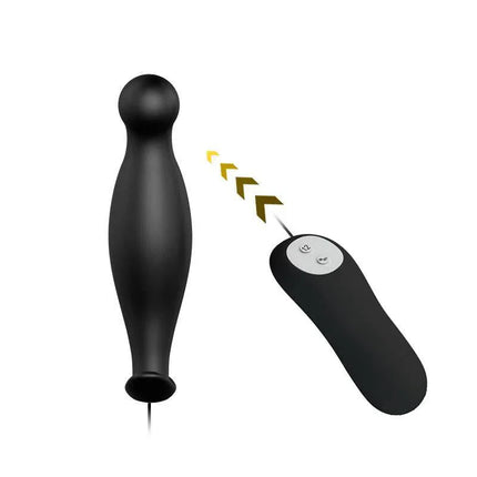 Plug Anal con 12 Patrones de Vibración with remote control for varied stimulation.