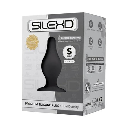 Plug Anal Model 2 S Negro by SilexD in packaging, premium dual-density platinum silicone plug for realistic anal play.