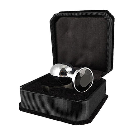 Plug XS con Cristal 5,7 cm in black velvet box, featuring steel construction and elegant design for luxurious anal stimulation.