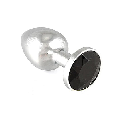 Plug XS con Cristal 5,7 cm, compact steel anal plug with black crystal for premium stimulation, elegant and hygienic design.