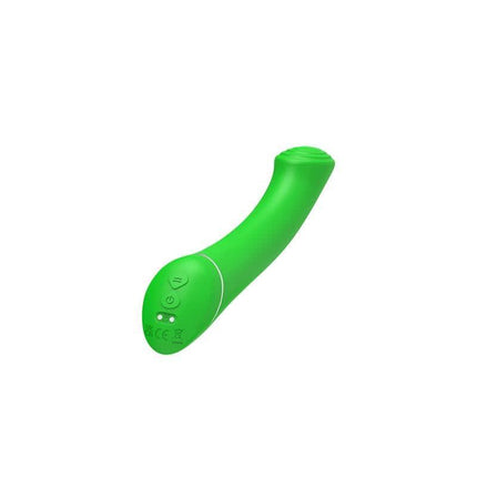 Popple Vibe USB Rechargeable Vibrator in green, showcasing its curvy design for precise stimulation.