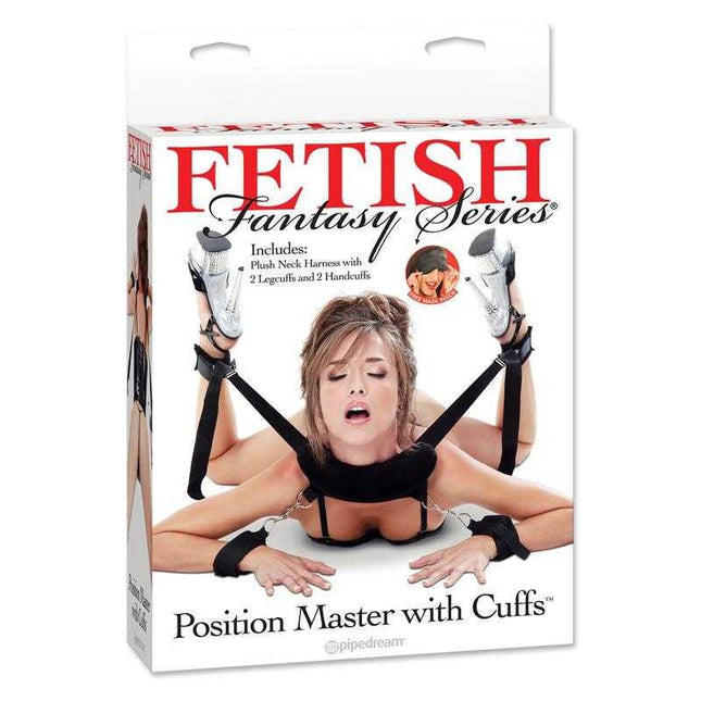 Position Master With Cuffs packaging displaying a harnessed model in use