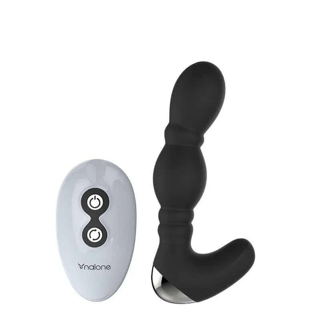 Postatic Massager Dragon Black with remote control for precise prostate and perineal stimulation and customizable vibration modes.