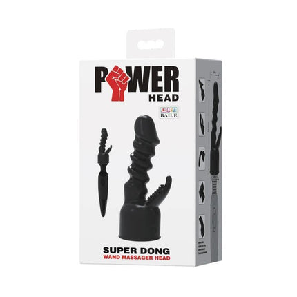 Power Head Wand Accessor Black premium silicone head for precision stimulation, in packaging.