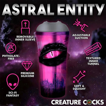 Astral Entity Predator Creature Masturbator 8.7 with features like adjustable suction and premium silicone, sci-fi fantasy design by Creature Cocks