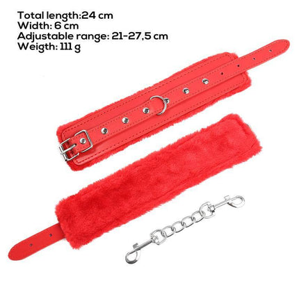 Premium Fur Adjustable handcuffs with fur interior, featuring adjustable straps and secure metal clasp for comfortable wrist restraint.