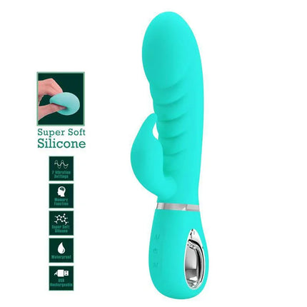 Prescott G-Spot Vibrator Green - premium silicone vibrator with 7 settings, flexible design for G-spot and clitoral stimulation.