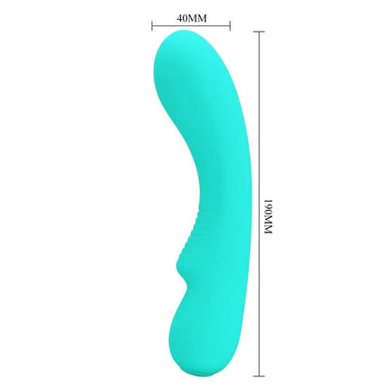 Prescott Vibrator USB Silicone Green with measurements, 40mm width and 190mm height, in a vibrant green color.