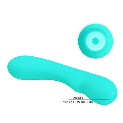 Prescott Vibrator USB Silicone Green with 12 vibration modes shown in soft silicone green finish