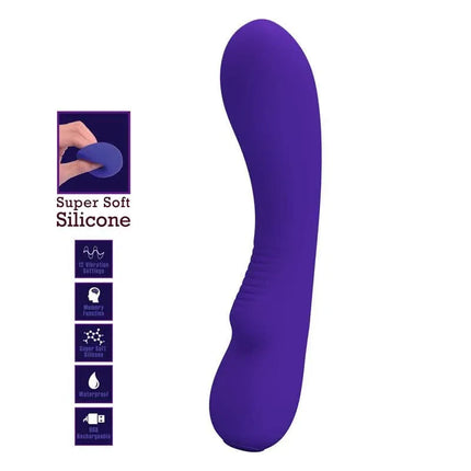 Prescott Vibrator USB Silicone Lilac with 12 vibration functions and soft silicone texture for personal pleasure.