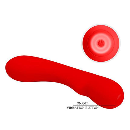 Prescott Vibrator USB Silicone Red featuring 12 vibration settings, sleek design, and memory function for personalized experiences.