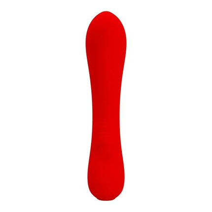 Prescott Vibrator USB Silicone Red with 12 vibration settings for a premium experience, shown in bright red color for enhanced appeal.