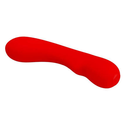 Prescott Vibrator USB Silicone Red - sleek red design with 12 vibration settings and memory function for personalized sessions