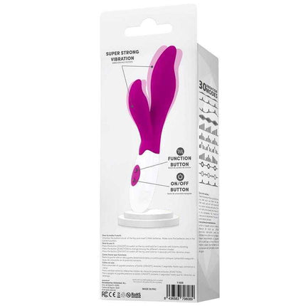 Preston Vibe with Stimulator Silicone packaged, featuring dual-action design for G-spot and clitoral pleasure, 30 vibration functions.