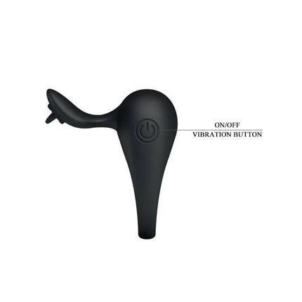 Pretty Love Anillo Vibrador Tonguo Negro with vibration button, black silicone cock ring for discreet and intense sensations.