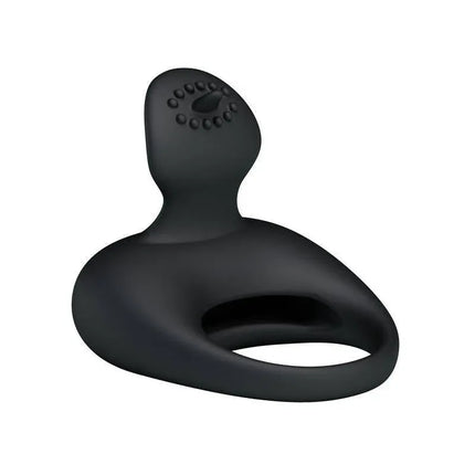 Pretty Love Anillo Vibrador Tonguo Negro, Black Vibrating Cock Ring with Tongue, Solo or Shared Use