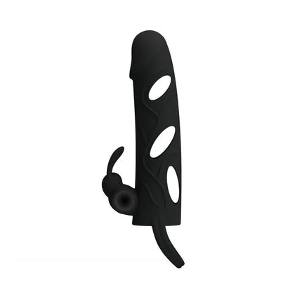 Pretty Love Cage with Vibrating Bullet 14 cm Black for enhanced erections and stimulation in black color with textured design.