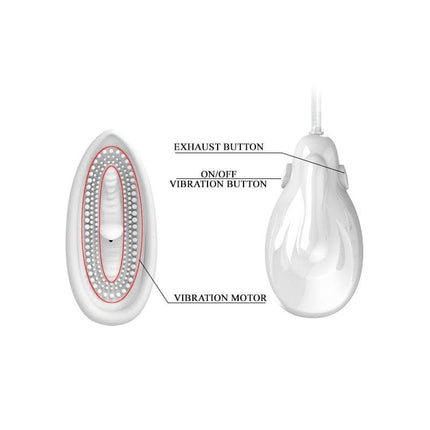Pretty Love Clitoral Vulva Pump showing detailed parts and controls for heightened sensitivity