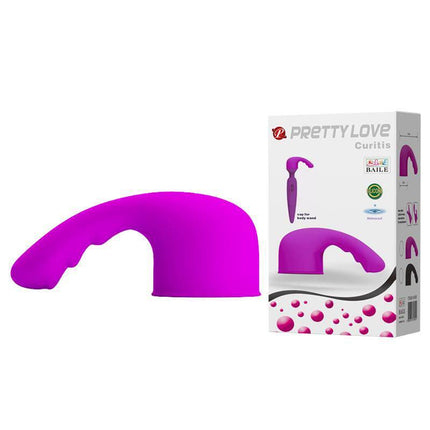 Pretty Love Head Massager Curitis Purple silicone wand attachment for G-spot and P-spot stimulation with ergonomic design.