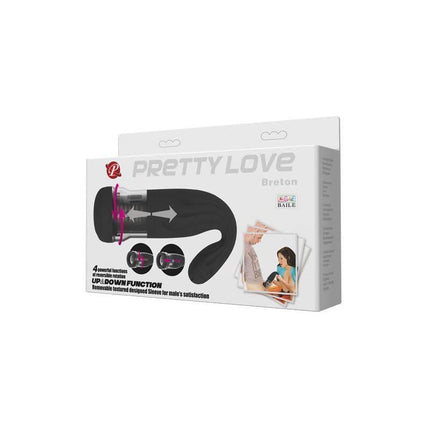 Pretty Love Masturbator Breton Black packaging showcasing product features and ergonomic design for intense pleasure