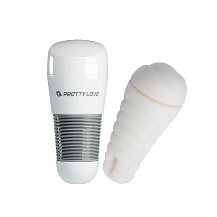 Pretty Love Masturbator Kitty White with silicone sleeve and hard-plastic exterior for lifelike pleasure.