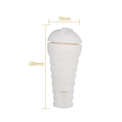 Pretty Love Masturbator Sally White and Golden with dimensions 18cm x 7cm, realistic stroker for lifelike sensations.