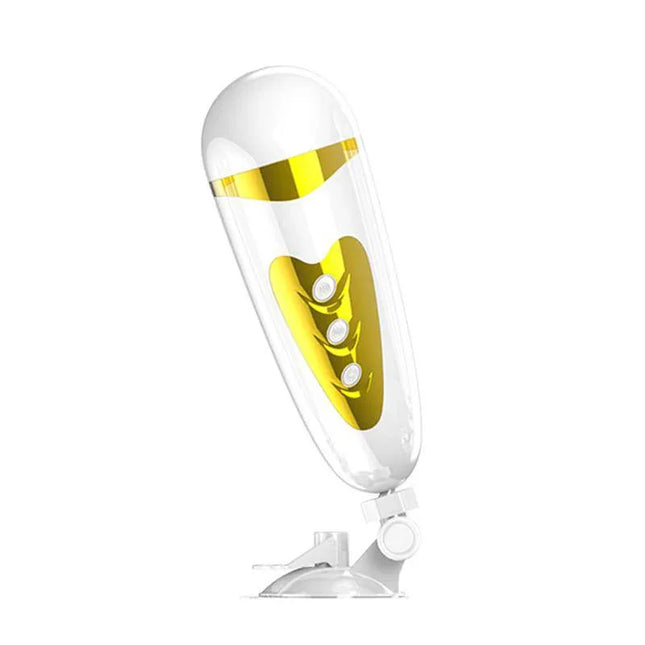 Pretty Love Masturbator Sally White and Golden - compact design with white and gold colors for realistic solo experience.