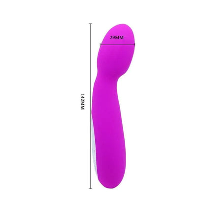 Pretty Love Mini Massager Arvin Purple with dimensions, 29mm wide and 127mm long, for G-spot stimulation and full-body pleasure.