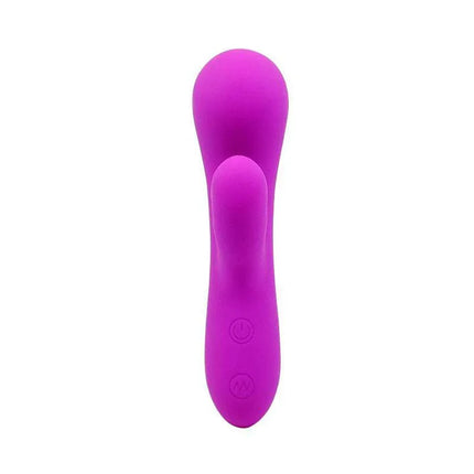 Pretty Love Mini Massager Berger Purple with 30 vibration functions for dual stimulation in silky silicone, body-safe design.