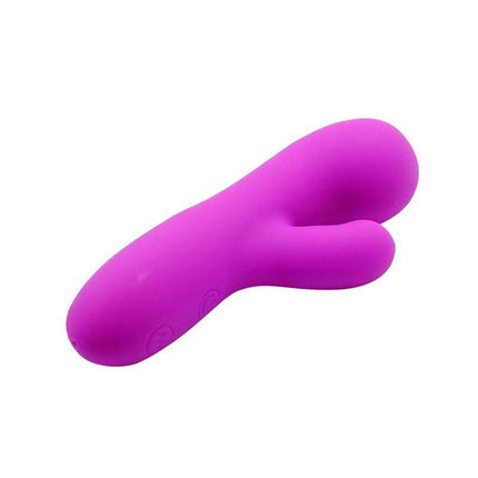 Pretty Love Mini Massager Berger Purple dual stimulator with 30 vibration functions, silky silicone design. Compact personal wellness device.