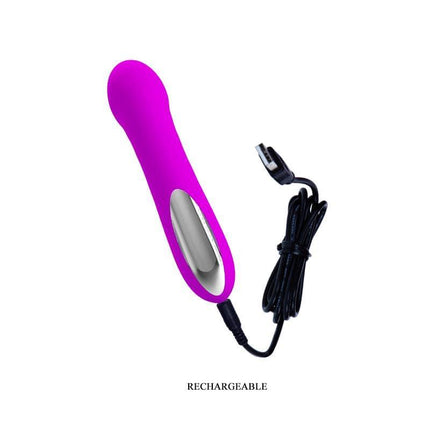 Pretty Love Mini Massager Reuben Purple with silicone design and rechargeable cord for targeted G-spot stimulation and body wellness.